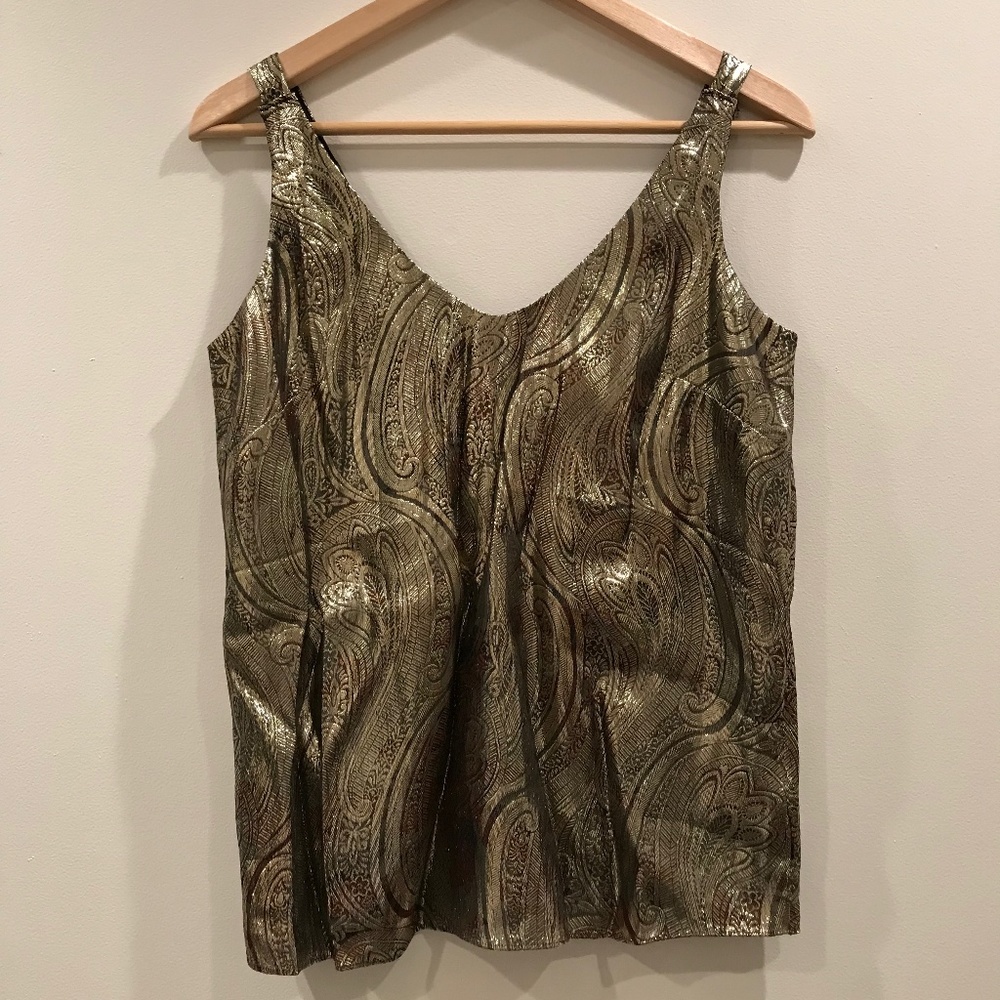 JCrew Metallic Paisley Tank Top